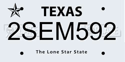 2SEM592 Texas License Plate