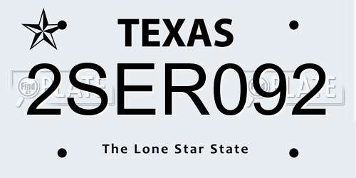 2SER092 Texas License Plate