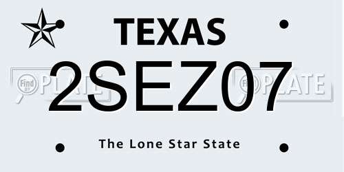 2SEZ07 Texas License Plate
