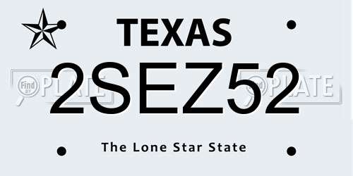 2SEZ52 Texas License Plate