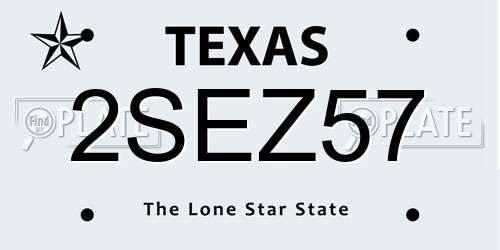 2SEZ57 Texas License Plate