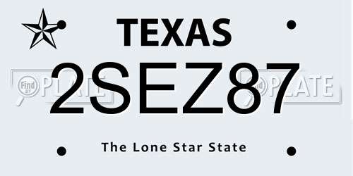 2SEZ87 Texas License Plate