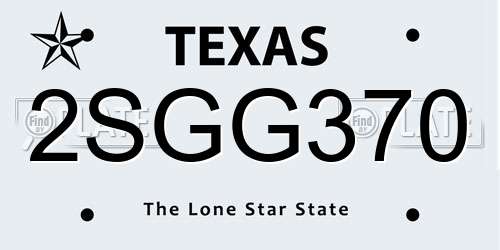 2SGG370 Texas License Plate