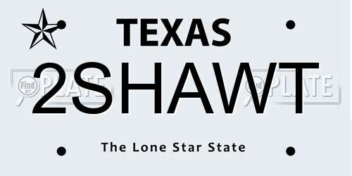 2SHAWT Texas License Plate