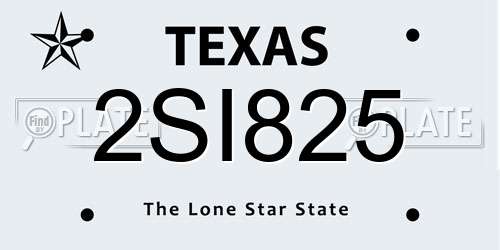 2SI825 Texas License Plate