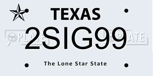 2SIG99 Texas License Plate