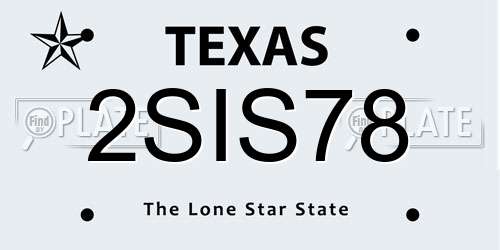 2SIS78 Texas License Plate