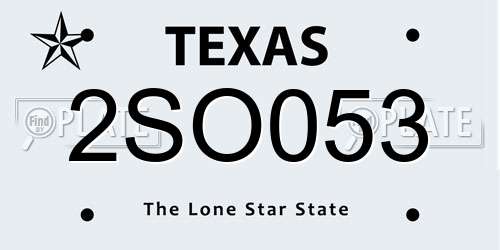 2SO053 Texas License Plate