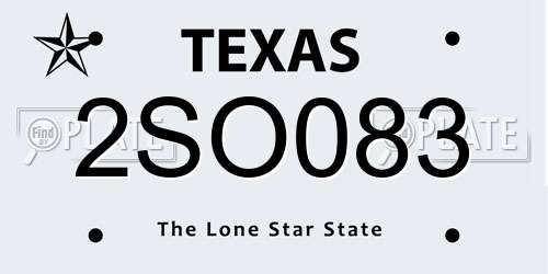 2SO083 Texas License Plate