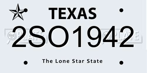 2SO1942 Texas License Plate
