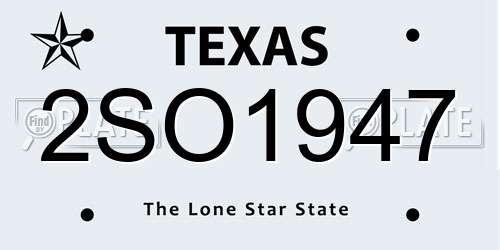 2SO1947 Texas License Plate