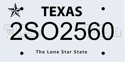 2SO2560 Texas License Plate