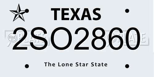 2SO2860 Texas License Plate