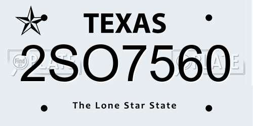 2SO7560 Texas License Plate