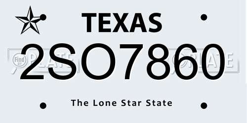 2SO7860 Texas License Plate