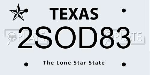 2SOD83 Texas License Plate