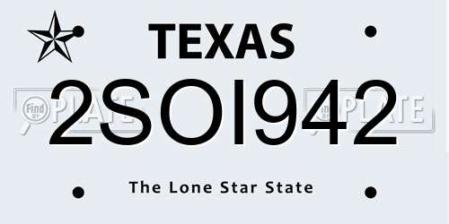 2SOI942 Texas License Plate