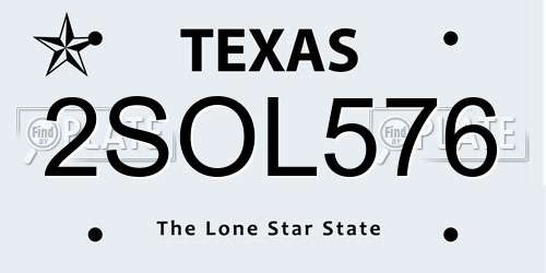 2SOL576 Texas License Plate
