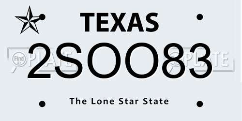 2SOO83 Texas License Plate