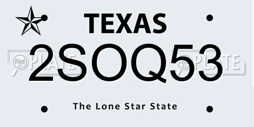 2SOQ53 Texas License Plate