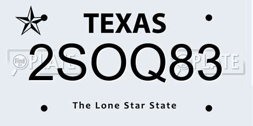 2SOQ83 Texas License Plate