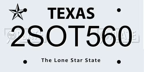 2SOT560 Texas License Plate