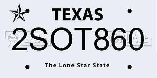 2SOT860 Texas License Plate