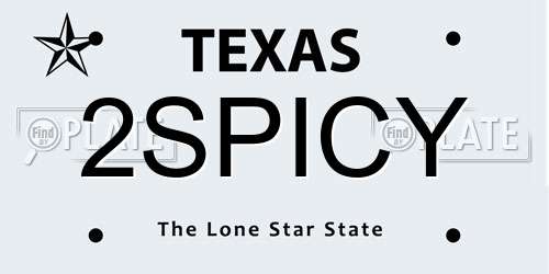 2SPICY Texas License Plate