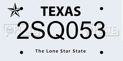 2SQ053 Texas License Plate