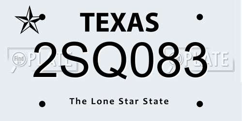 2SQ083 Texas License Plate
