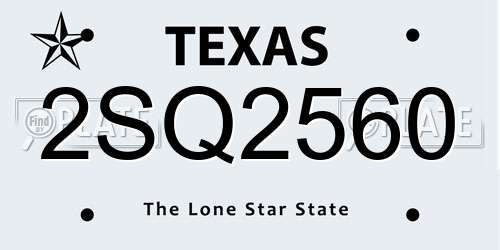 2SQ2560 Texas License Plate