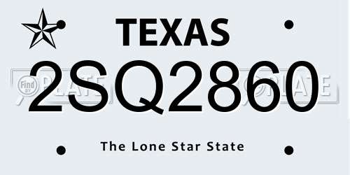 2SQ2860 Texas License Plate