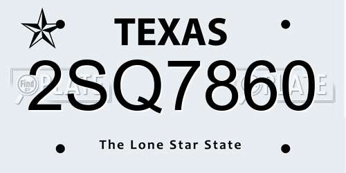 2SQ7860 Texas License Plate