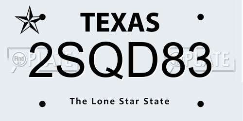 2SQD83 Texas License Plate