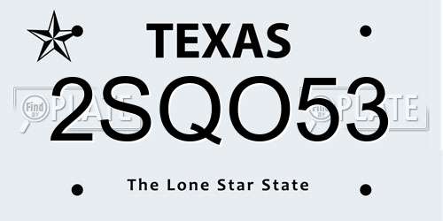 2SQO53 Texas License Plate