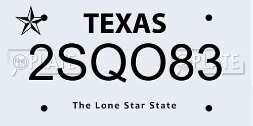 2SQO83 Texas License Plate