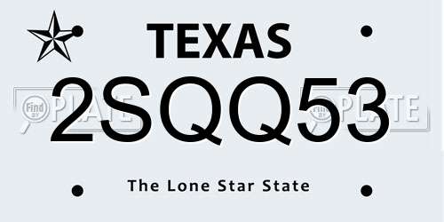 2SQQ53 Texas License Plate