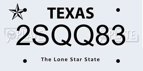 2SQQ83 Texas License Plate
