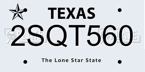 2SQT560 Texas License Plate