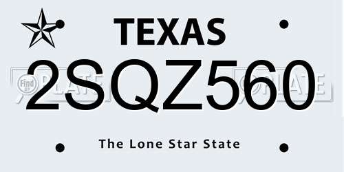 2SQZ560 Texas License Plate