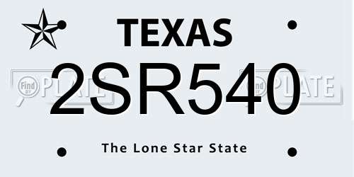 2SR540 Texas License Plate