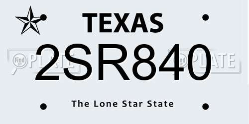2SR840 Texas License Plate