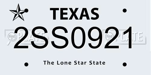 2SS0921 Texas License Plate