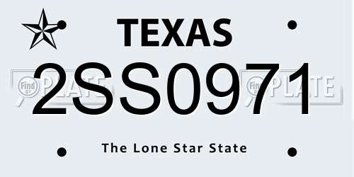 2SS0971 Texas License Plate