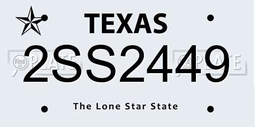 2SS2449 Texas License Plate