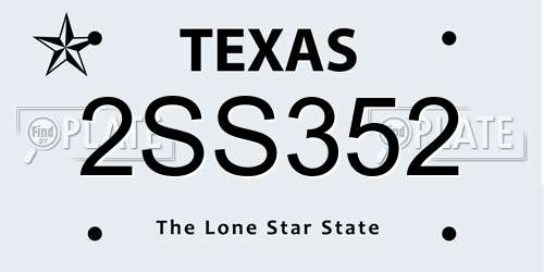 2SS352 Texas License Plate