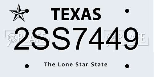 2SS7449 Texas License Plate