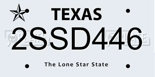 2SSD446 Texas License Plate