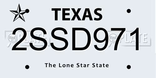 2SSD971 Texas License Plate