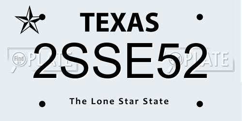 2SSE52 Texas License Plate